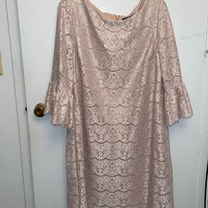 Champagne lace detailed formal dress